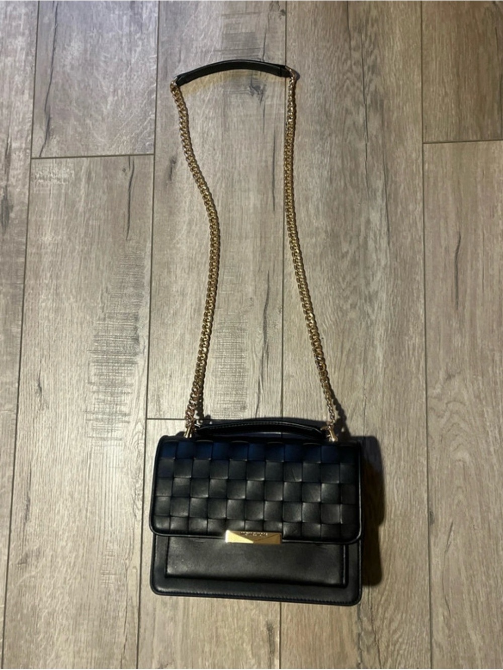 Michael Kors Black Woven Shoulder Bag